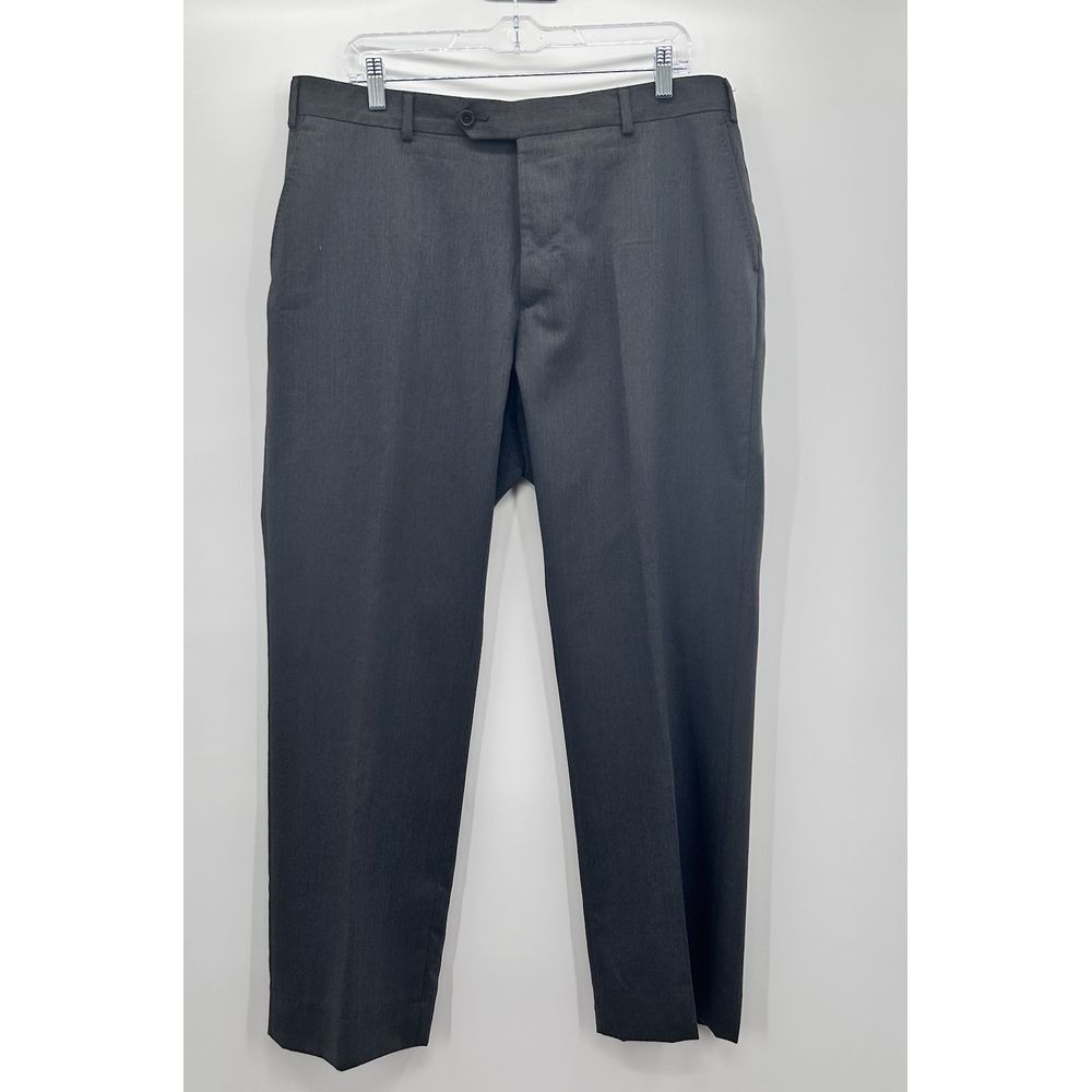 ANGELICO CHIARI 100% Wool Super 100's Italy Mens  Charcoal Gray Dress Pants